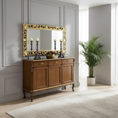 Aparador de madera, muebles de estilo italiano de lujo, cómodas estilo clásico nueva.