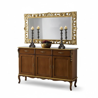 Aparador de madera, muebles de estilo italiano de lujo, cómodas estilo clásico nueva.