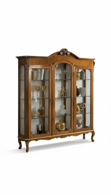 Clásico Vitrina Madera Lujo noble Vidrio Gabinete Madera Estante Vitrinas