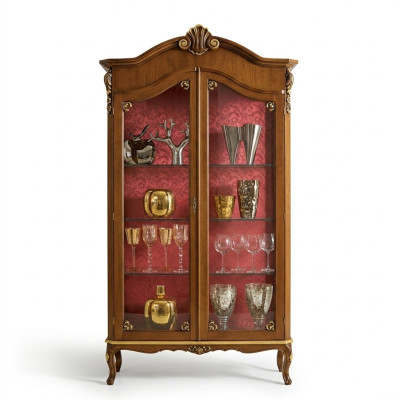 Vitrina de madera de muebles de vidrio marrón, vitrinas de salón nuevos