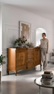 Aparador con cajones de madera, cómoda, armario de salón macizo nuevo.