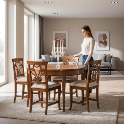 Conjunto completo de mesa de comedor 4 sillas Conjunto de comedor Grupo de comedor Mesa de madera 5 piezas UE