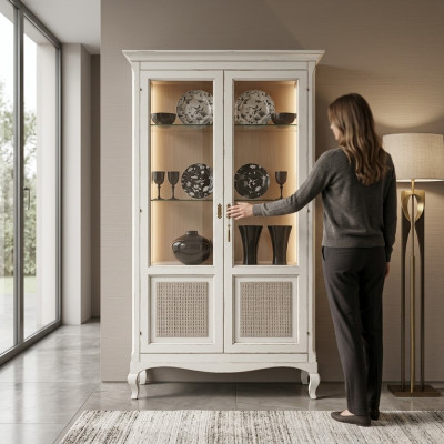 Vitrine Aparador Vitrinas Lujo Vidrio Armario Madera Diseño Muebles Italia