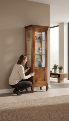 Mueble vitrina de vidrio de madera estantes de vidrio armario de cristal Italia