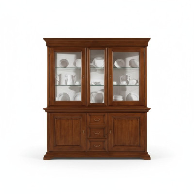 Clásica vitrina de lujo italiana, diseño de armario de vitrinas de muebles de madera.