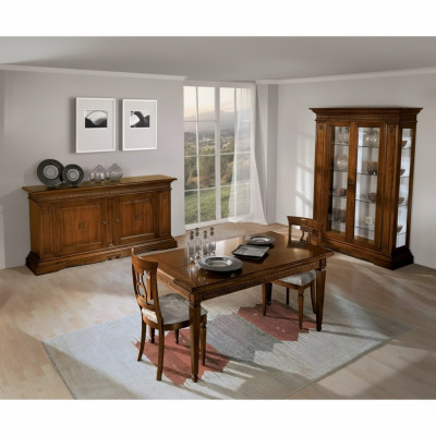 Conjunto de 7 piezas para comedor, mesa de comedor, 4 sillas vitrina de lujo, muebles de madera.