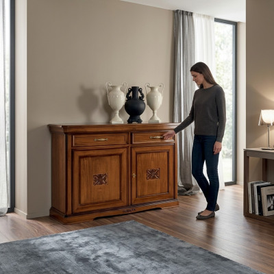 Lujo Aparador de madera Mueble de salón Armario Marrón Cómoda Nuevo