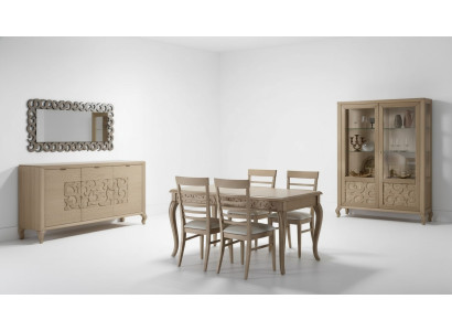 Diseño de comedor conjunto Mesa de comedor 8 piezas Muebles de madera Aparador 4 sillas Nuevas