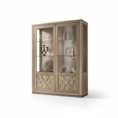 Vitrina de madera y vidrio, gabinete marrón, vitrina mueble de salón aparador nuevo.