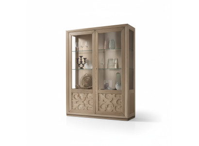Vitrina de madera y vidrio, gabinete marrón, vitrina mueble de salón aparador nuevo.