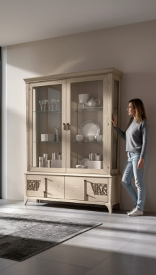 Vitrina de lujo con 2 puertas, armario de madera para la sala de estar, armarios de vidrio, muebles de diseño.