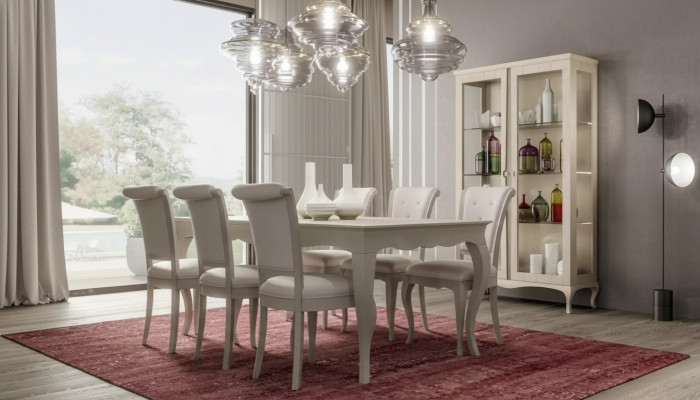 Mesa de comedor 6 sillas Vitrina Conjunto de comedor de 8 piezas Conjunto de sala de estar