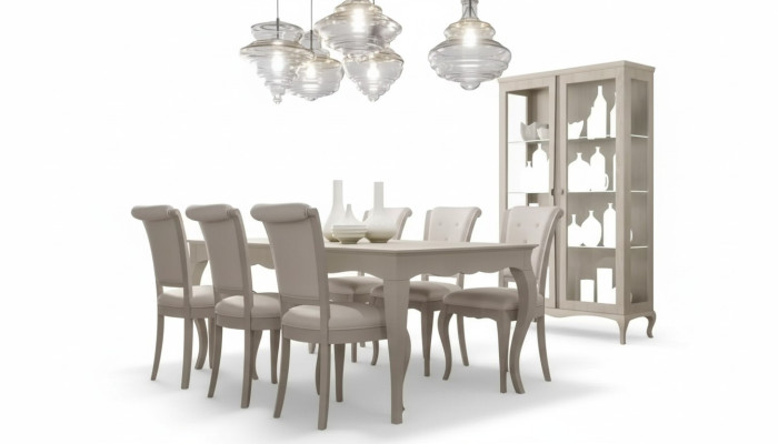 Mesa de comedor 6 sillas Vitrina Conjunto de comedor de 8 piezas Conjunto de sala de estar