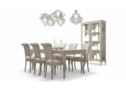 Mesa de comedor 6 sillas Vitrina Conjunto de comedor de 8 piezas Conjunto de sala de estar