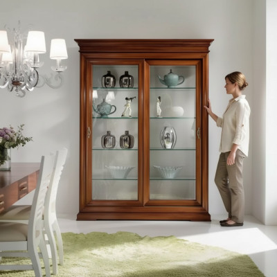 Clásico armarios vitrinas muebles de salón armario de lujo vitrina de cristal