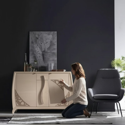 Cómoda Aparador Armario de madera Beige Muebles Cómodas Sala de estar Nuevo