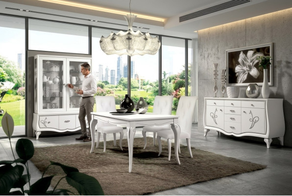 Conjunto de comedor Mesa de comedor 4 sillas Grupo de comedor Aparador 7 piezas