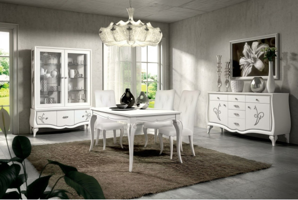 Conjunto de comedor Mesa de comedor 4 sillas Grupo de comedor Aparador 7 piezas