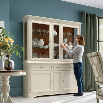 Vitrina Mueble de comedor Aparador de madera Mueble de salón Aparador de vidrio Armario