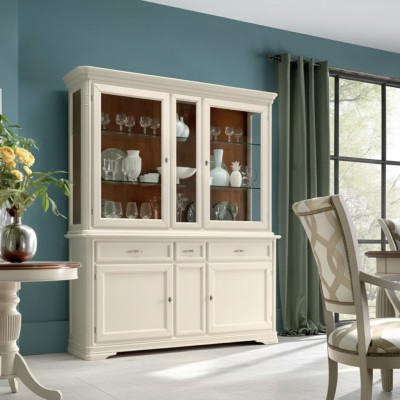 Vitrina Mueble de comedor Aparador de madera Mueble de salón Aparador de vidrio Armario