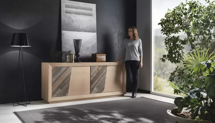 Mueble de sala de estar comedor de madera de lujo, armarios nuevos marrones.