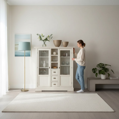 Muebles de sala de estar vitrina de madera armario de cristal aparador de madera maciza vitrina.