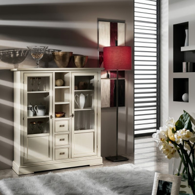 Muebles de sala de estar vitrina de madera armario de cristal aparador de madera maciza vitrina.