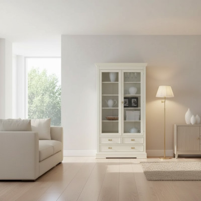 Armario vitrina de vidrio para salón mueble aparador de lujo de madera.