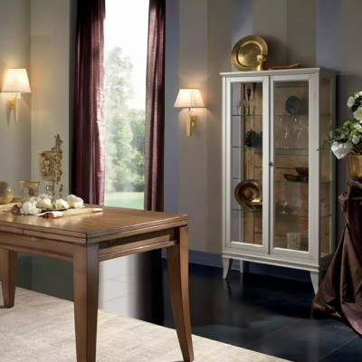 Vitrina mueble de lujo italiano Vitrinas Vidrio Diseño Armario Blanco Nuevo