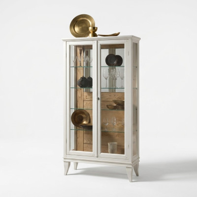 Vitrina mueble de lujo italiano Vitrinas Vidrio Diseño Armario Blanco Nuevo