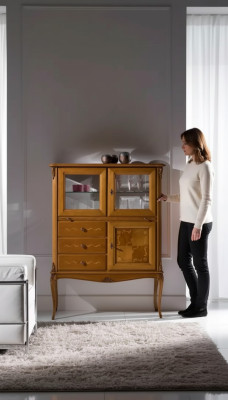 Vitrina de vidrio Armario de bar Armarios Muebles italianos Madera Sala de estar