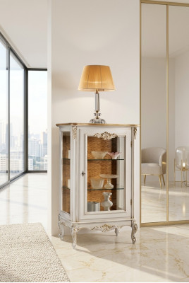 Escaparate vitrinas gabinete de vidrio estilo clásico muebles de diseño de madera.