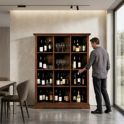 Mueble de bar armario vitrina salón estante diseñador de madera.