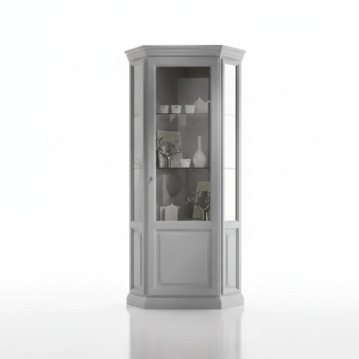 Eckvitrine armario blanco Vitrinas Sala de Estar Diseño Clásico Estante