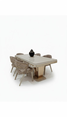 Mesa de comedor de diseñador Diseño de mesa expresivo Elegante y moderno.