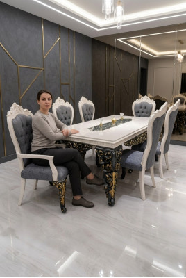 Silla de comedor moderna de 6 unidades Silla de lujo de 6 unidades Conjunto de sillas de madera de diseñador