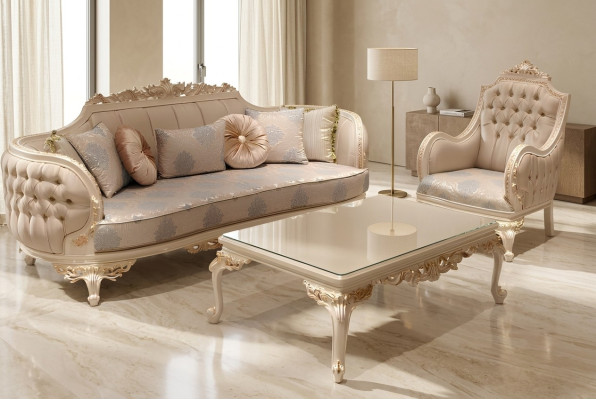 Exclusivo, acogedor, sala de estar, sofá de 3 plazas Moderno con diseño de 2 sillones.