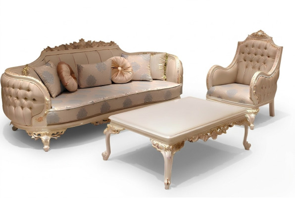 Exclusivo, acogedor, sala de estar, sofá de 3 plazas Moderno con diseño de 2 sillones.