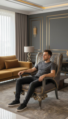 Moderno sillón de alta calidad, muebles de salón, sillón premium, sala de estar, nuevo.