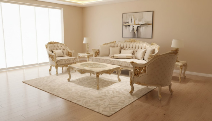 Moderno set de sofás de lujo, sofá de 3 plazas y silla de salón de 2 piezas.