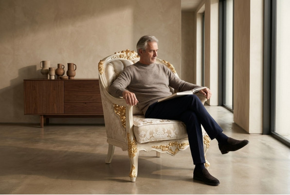 Silla de salón noble, cómoda y moderna, asiento de un moderno conjunto nuevo.