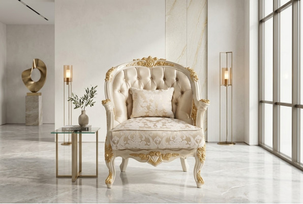 Silla de salón noble, cómoda y moderna, asiento de un moderno conjunto nuevo.