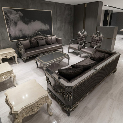 Deluxe conjunto de salón sofá y sillón premium, sofá y sillón nuevos marrón.