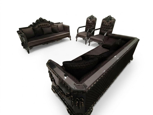 Deluxe conjunto de salón sofá y sillón premium, sofá y sillón nuevos marrón.
