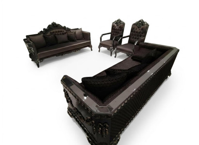 Deluxe conjunto de salón sofá y sillón premium, sofá y sillón nuevos marrón.