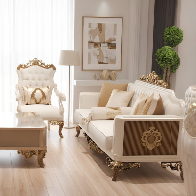 Conjunto de salón lujoso Exquisiten 2 sofás y sillón de diseño