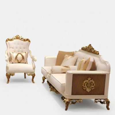 Conjunto de salón lujoso Exquisiten 2 sofás y sillón de diseño