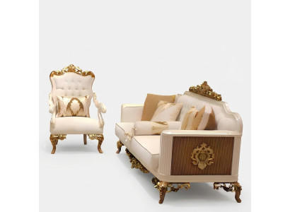Conjunto de salón lujoso Exquisiten 2 sofás y sillón de diseño
