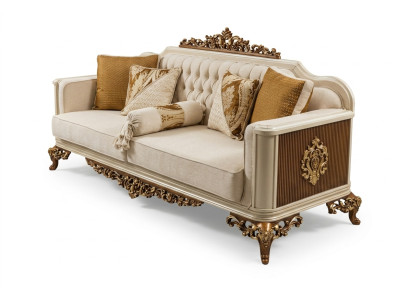 Lujo Sofá de 3 plazas Muebles de salón Sofá elegante de 3 plazas Textil beige