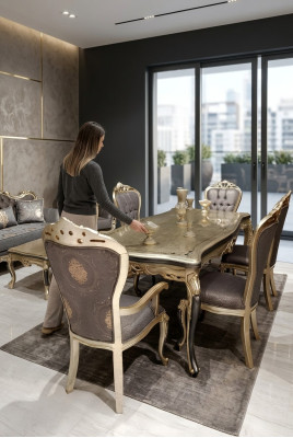 Muebles de comedor modernos lujosa mesa de comedor + 6x sillas mesa sillas.